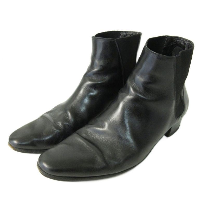 Saint Laurent Paris Side Gore Boots Leather Black 42 Approx 26.5-27.0cm