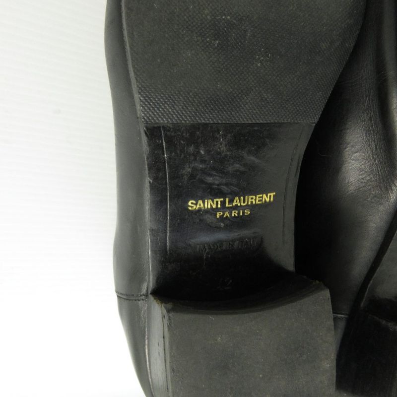 Saint Laurent Paris Side Gore Boots Leather Black 42 Approx 26.5-27.0cm