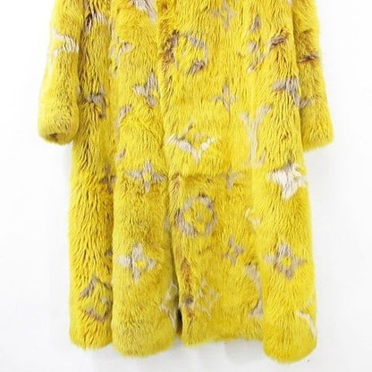 Louis Vuitton Coat Fur Long All Over Pattern Monogram Sheep Leather 24 SS