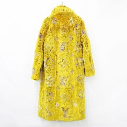 Louis Vuitton Coat Fur Long All Over Pattern Monogram Sheep Leather 24 SS