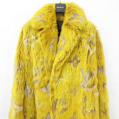 Louis Vuitton Coat Fur Long All Over Pattern Monogram Sheep Leather 24 SS