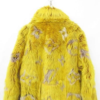 Louis Vuitton Coat Fur Long All Over Pattern Monogram Sheep Leather 24 SS