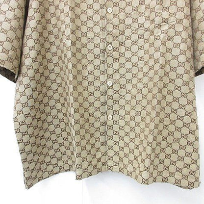 Gucci Linen Blend Canvas Shirts Short Sleeve GG