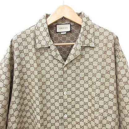 Gucci Linen Blend Canvas Shirts Short Sleeve GG