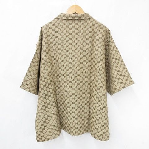 Gucci Linen Blend Canvas Shirts Short Sleeve GG
