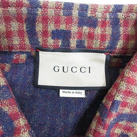 Gucci Maxi GG Gingham Wool Shirt Zaobm Large