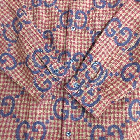 Gucci Maxi GG Gingham Wool Shirt Zaobm Large