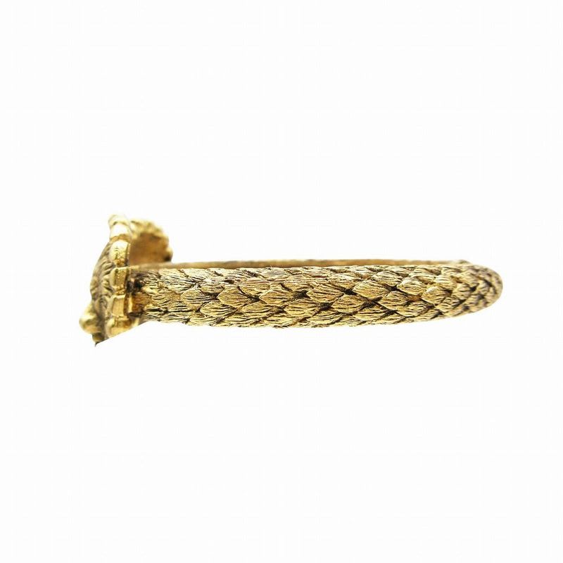 Chanel Chanel Vintage Double Lion Head Quilted Bangle Bracelet Gold Men Women TNT