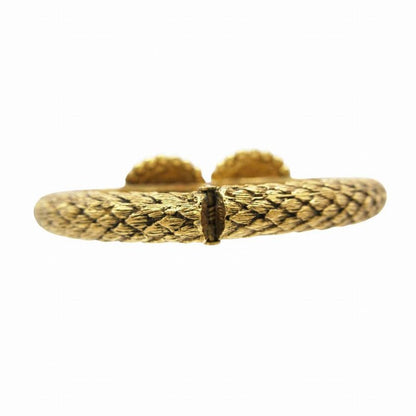 Chanel Chanel Vintage Double Lion Head Quilted Bangle Bracelet Gold Men Women TNT