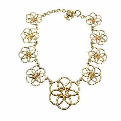 Chanel Vintage Coco Mark Choker Necklace Flower Motif Multiple Rings