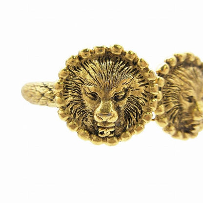 Chanel Chanel Vintage Double Lion Head Quilted Bangle Bracelet Gold Men Women TNT