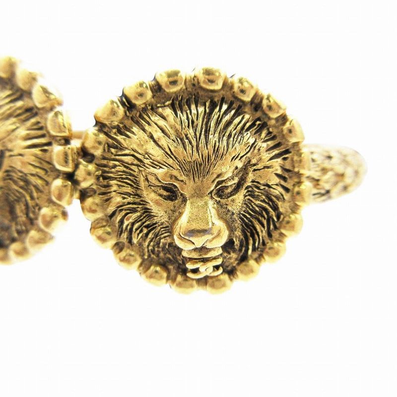 Chanel Chanel Vintage Double Lion Head Quilted Bangle Bracelet Gold Men Women TNT