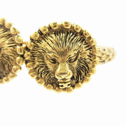 Chanel Chanel Vintage Double Lion Head Quilted Bangle Bracelet Gold Men Women TNT
