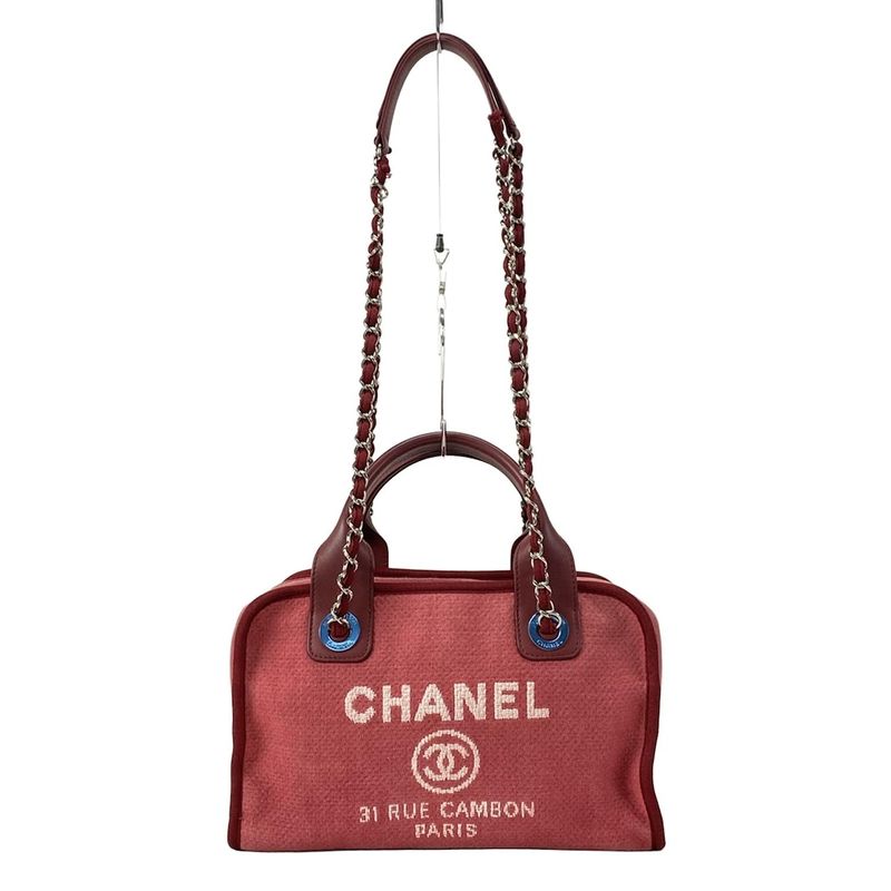 Chanel Shoulder Bag Deauville Beau Ring Bag Bordeaux Chain Shoulder Silver