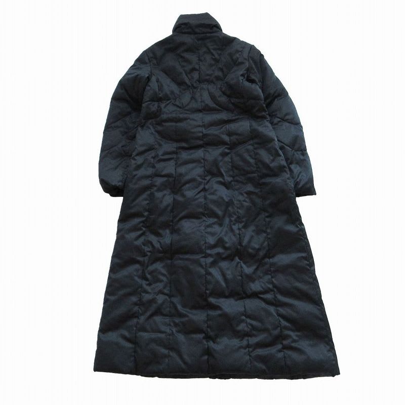 Versace Quilted Long Down Coat Outer Zip Up Black Ladies
