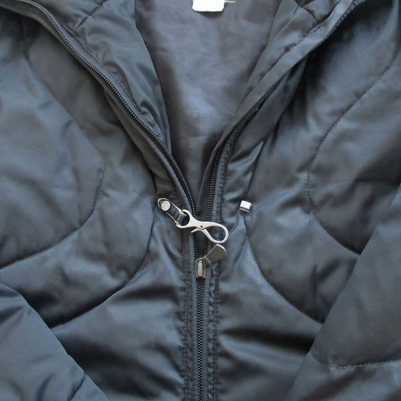 Versace Quilted Long Down Coat Outer Zip Up Black Ladies