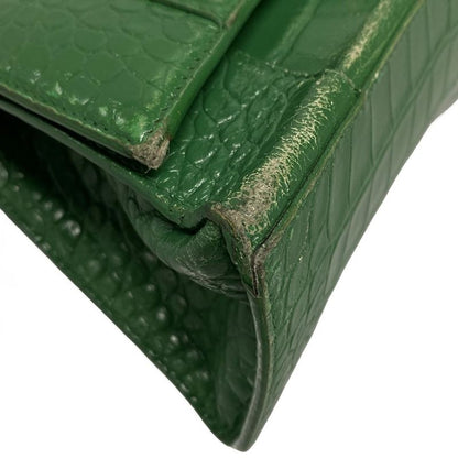 Balenciaga Handbag Hourglass Top Handle Small 593546 Green Shape Pressed Leather