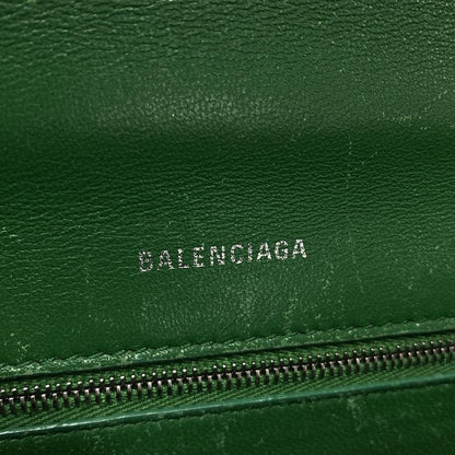 Balenciaga Handbag Hourglass Top Handle Small 593546 Green Shape Pressed Leather