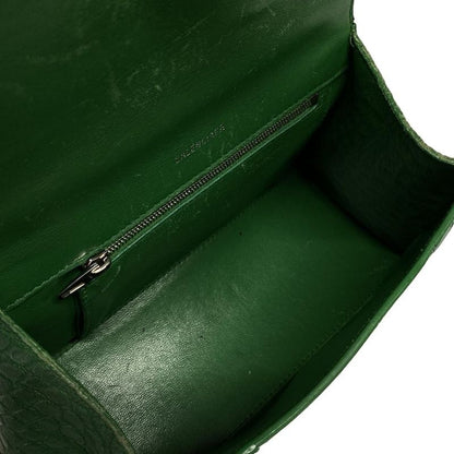 Balenciaga Handbag Hourglass Top Handle Small 593546 Green Shape Pressed Leather
