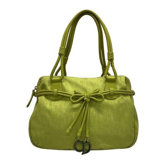 Dior Christian Dior Handbag Trotter Light Green Ribbon Leather