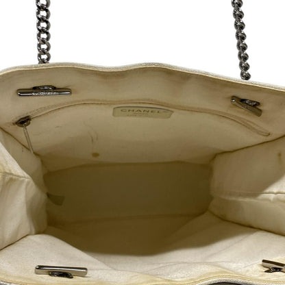 Chanel Tote Bag Ephemeral Line White X Silver Leather