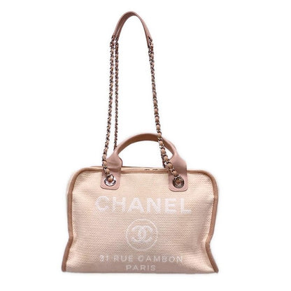 Chanel Shoulder Bag Deauville Beau Ring Bag Pink Chain Shoulder 2way Silver