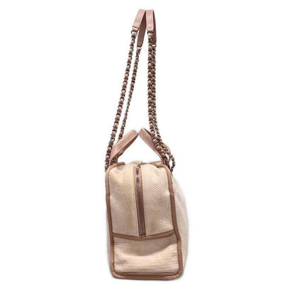 Chanel Shoulder Bag Deauville Beau Ring Bag Pink Chain Shoulder 2way Silver