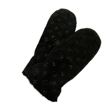 Louis Vuitton Gloves Women's M76454 Black Monogram Muff Mittens Mouton