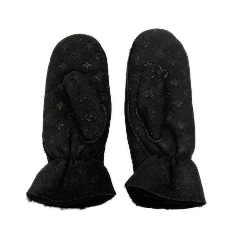 Louis Vuitton Gloves Women's M76454 Black Monogram Muff Mittens Mouton