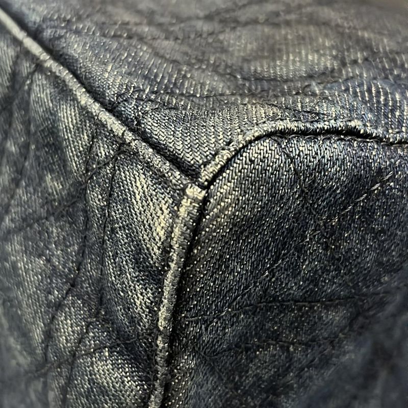 Dior Christian Dior Tote Bag Cannage Stitch Navy Plastic Handle