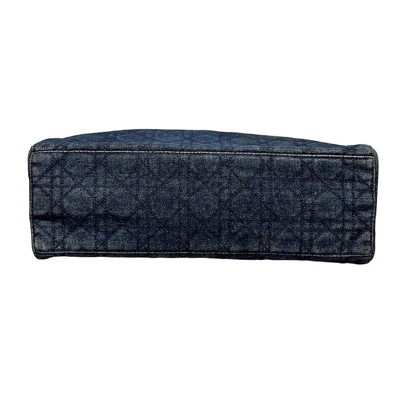 Dior Christian Dior Tote Bag Cannage Stitch Navy Plastic Handle