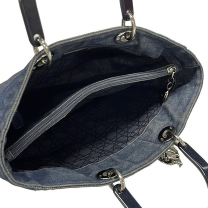 Dior Christian Dior Tote Bag Cannage Stitch Navy Plastic Handle