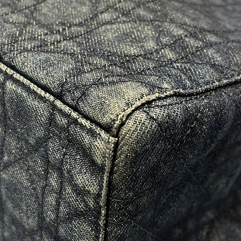 Dior Christian Dior Tote Bag Cannage Stitch Navy Plastic Handle