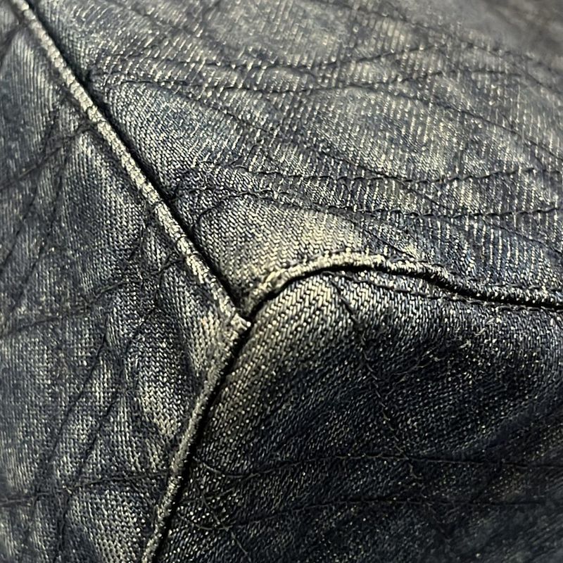 Dior Christian Dior Tote Bag Cannage Stitch Navy Plastic Handle