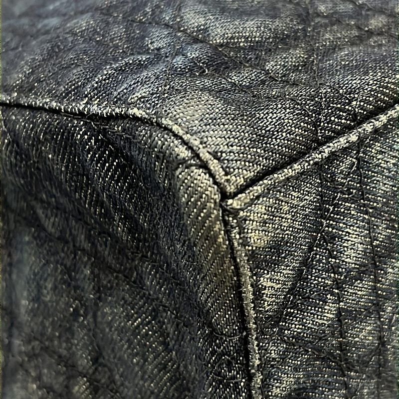 Dior Christian Dior Tote Bag Cannage Stitch Navy Plastic Handle