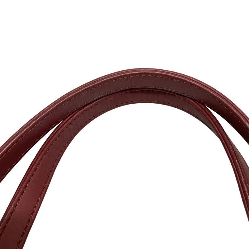 Chanel Tote Bag Deauville Line PM Red Chain Shoulder Silver Hardware