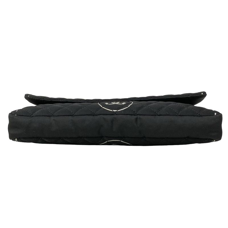 Chanel Shoulder Bag Matelasse Black X White Flap Bag Silver Hardware Chain