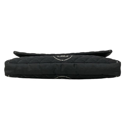 Chanel Shoulder Bag Matelasse Black X White Flap Bag Silver Hardware Chain