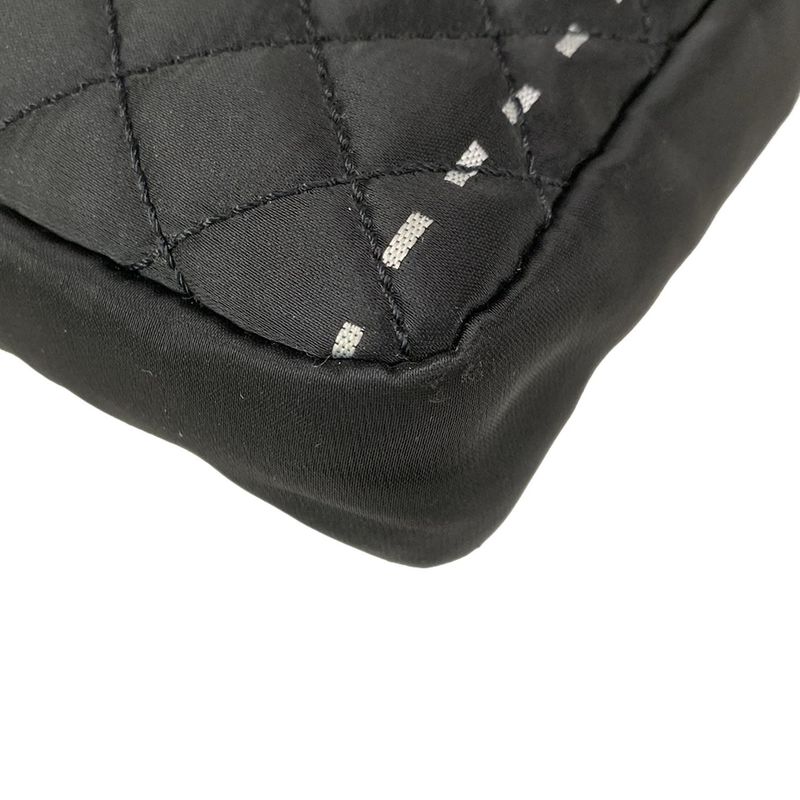 Chanel Shoulder Bag Matelasse Black X White Flap Bag Silver Hardware Chain