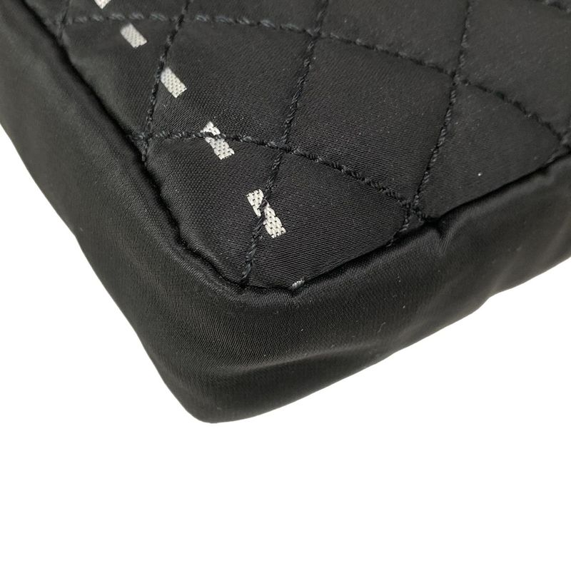 Chanel Shoulder Bag Matelasse Black X White Flap Bag Silver Hardware Chain