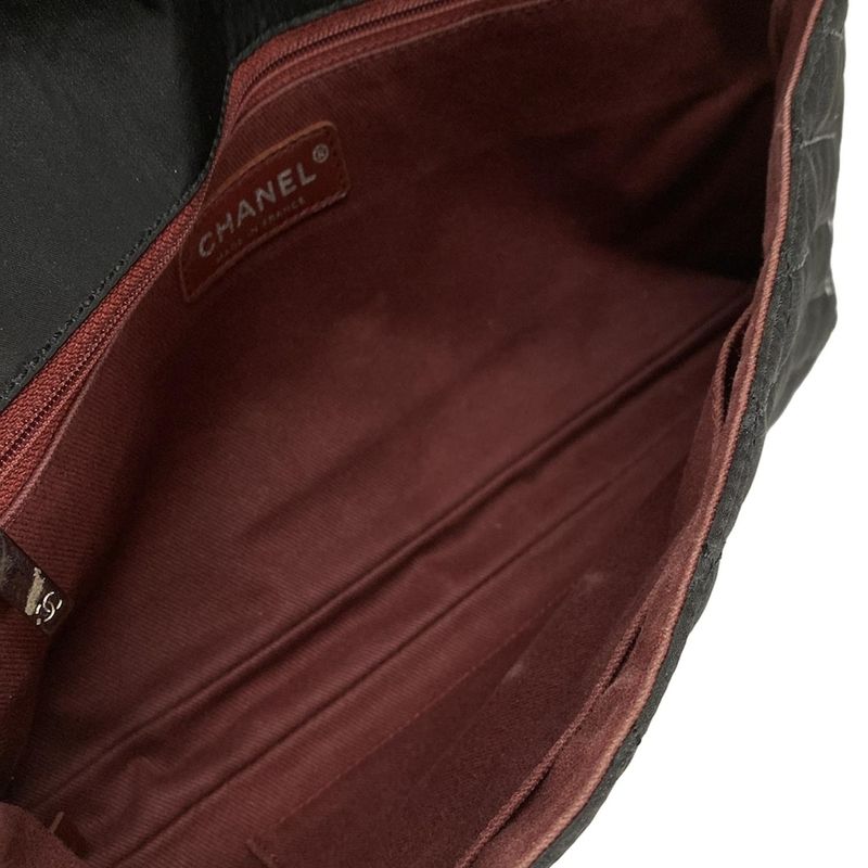 Chanel Shoulder Bag Matelasse Black X White Flap Bag Silver Hardware Chain