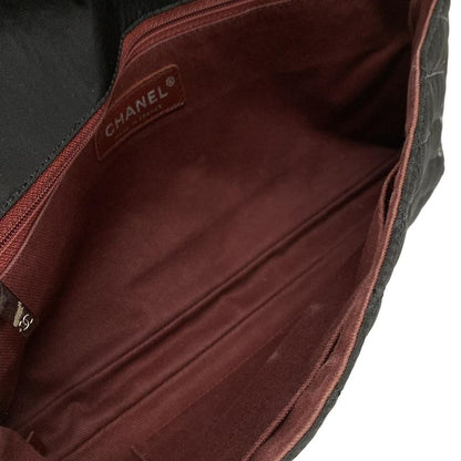 Chanel Shoulder Bag Matelasse Black X White Flap Bag Silver Hardware Chain