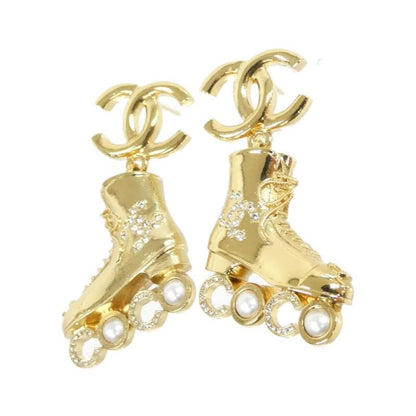 Chanel Runway Gold-Tone Roller Skate Charm Earrings