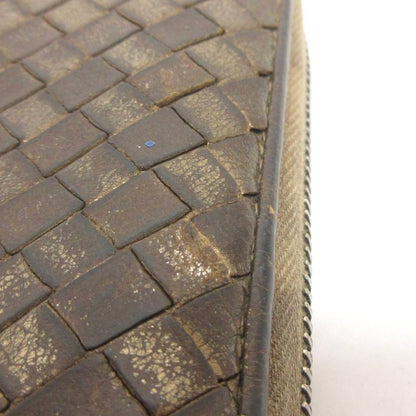 Bottega Veneta Bottega Veneta Zip Around Long Wallet Intrecciato Metallic Brown