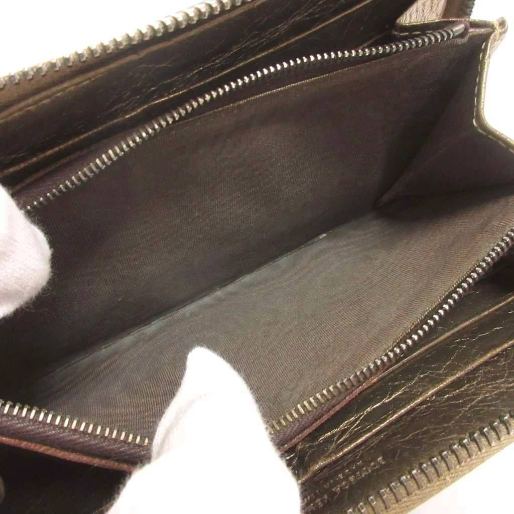 Bottega Veneta Bottega Veneta Zip Around Long Wallet Intrecciato Metallic Brown