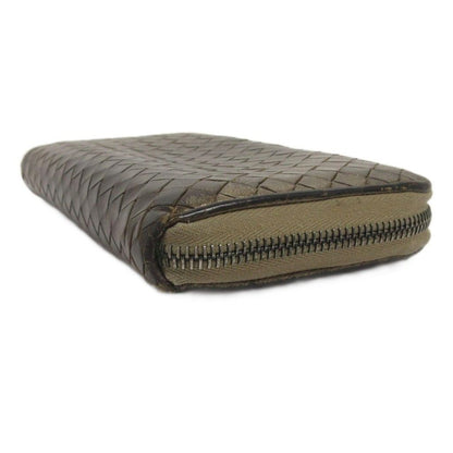 Bottega Veneta Bottega Veneta Zip Around Long Wallet Intrecciato Metallic Brown