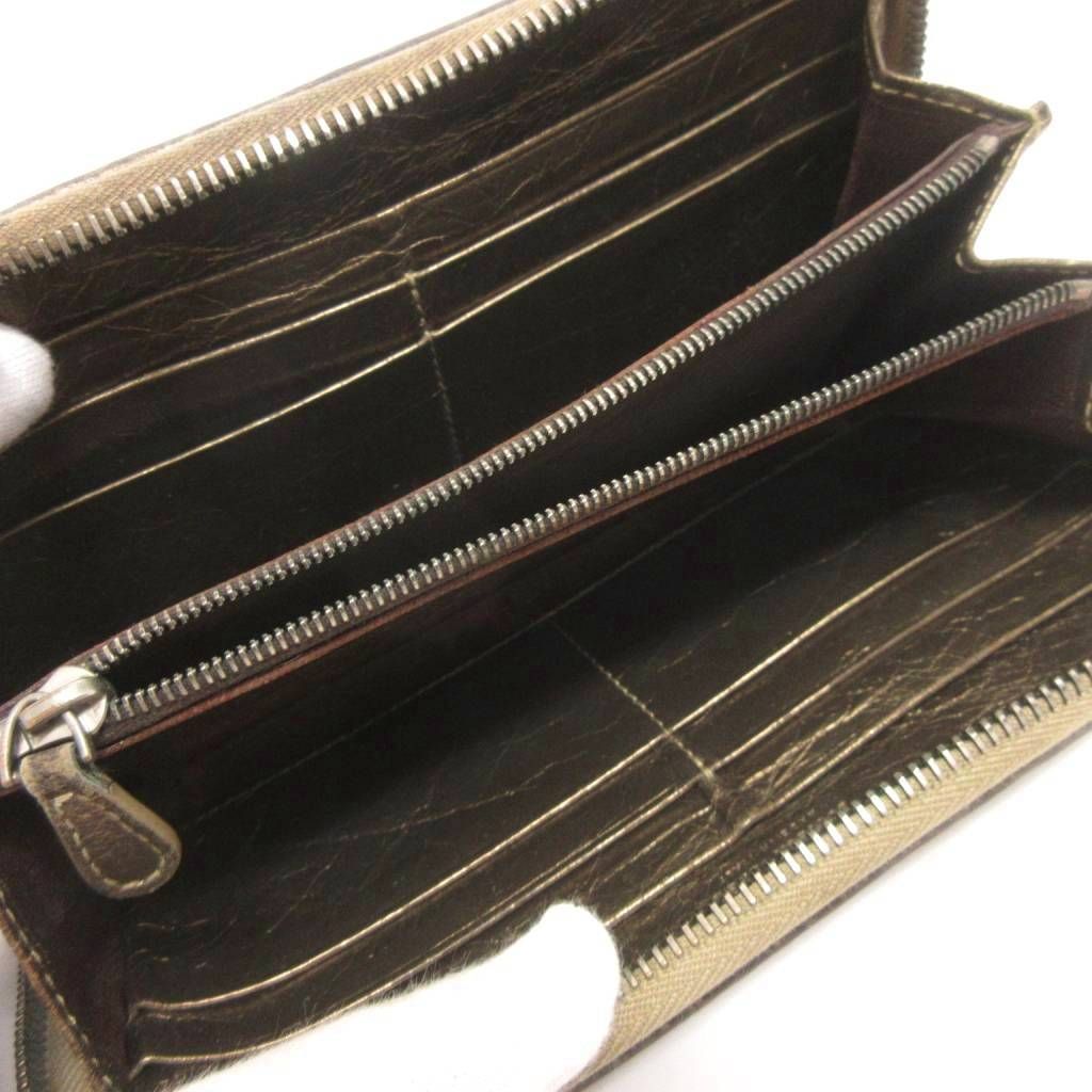 Bottega Veneta Bottega Veneta Zip Around Long Wallet Intrecciato Metallic Brown