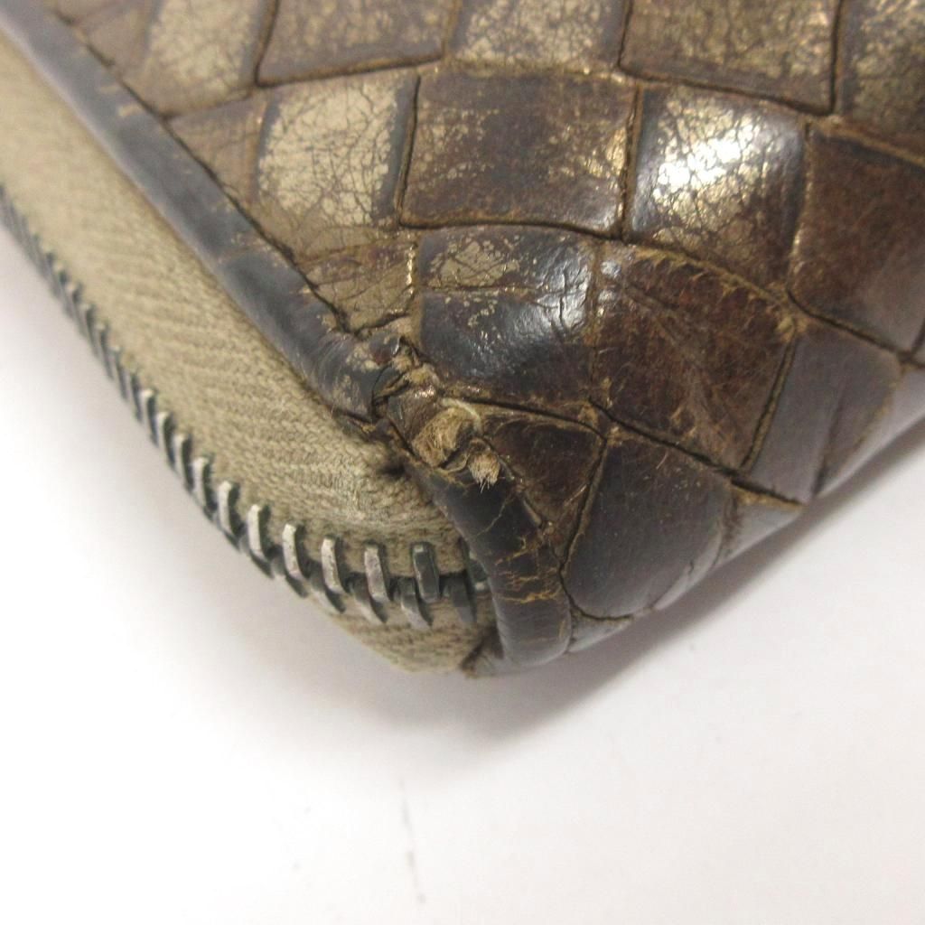 Bottega Veneta Bottega Veneta Zip Around Long Wallet Intrecciato Metallic Brown