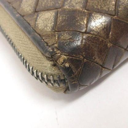 Bottega Veneta Bottega Veneta Zip Around Long Wallet Intrecciato Metallic Brown