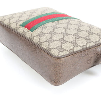 Old Gucci GG Supreme Sherry Line Leather Second Bag Clutch Pouch Genuine